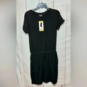 32 Degrees NWT Cool Jersey Dress Black Drop Elastic Waist Women’s Small‎